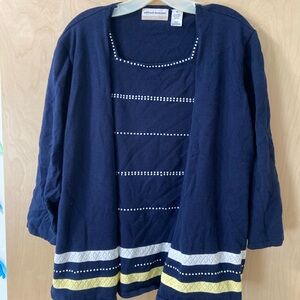 Alfred Dunner Navy Blue Women's Knit Top Women’s Size 3XL